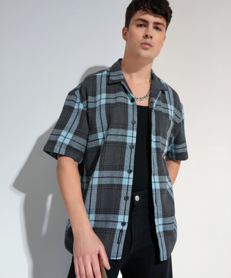 HIGHLANDER Men Checkered Casual Grey Shirt