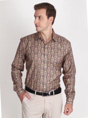 Appel Touch Men Printed Formal Brown Shirt