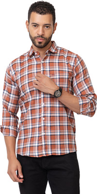 Modernity Men Checkered Casual Red Shirt