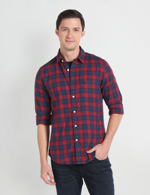 U.S. POLO ASSN. Men Checkered Casual Red Shirt