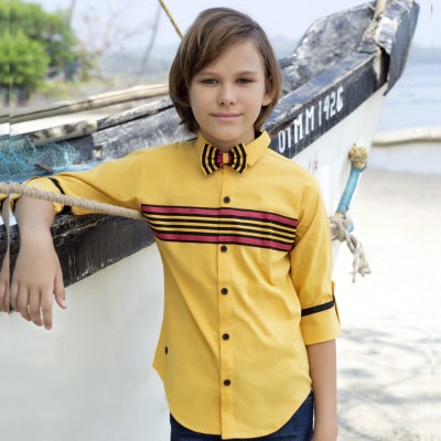 MashUp Boys Striped Casual Yellow, Red, Black Shirt