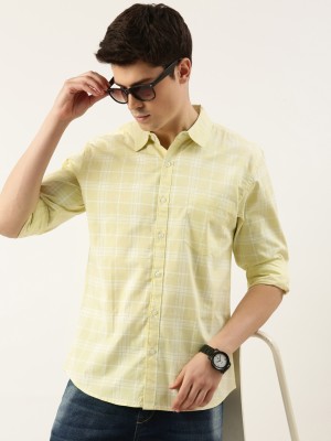 PROVOGUE Men Printed Casual Yellow, White Shirt