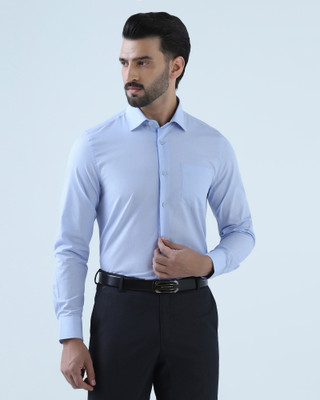 Blackberrys Men Self Design Formal Blue Shirt