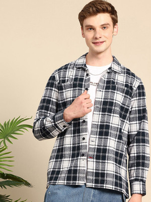 Mast & Harbour Men Checkered Casual Dark Green Shirt