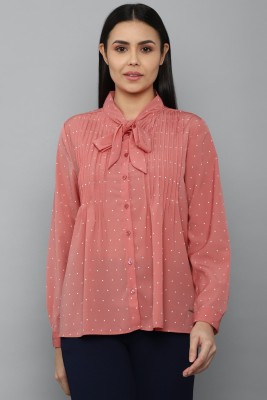 Allen Solly Women Polka Print Casual Pink Shirt