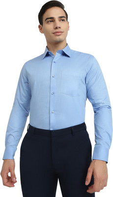 Raymond Men Solid Formal Blue Shirt