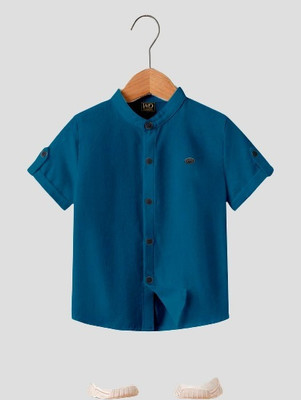 HASTITAG Boys Solid Casual Blue Shirt
