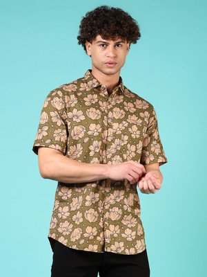V-MART Men Printed Casual Light Green Shirt