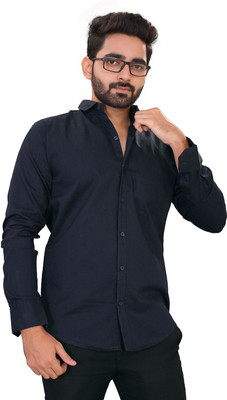 StellLIFESTYLE Trend Men Solid Casual Dark Blue Shirt