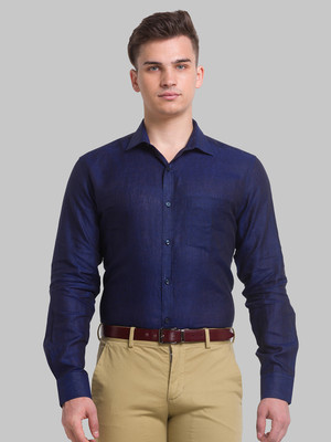 PARK AVENUE Men Solid Formal Blue Shirt