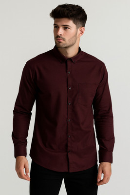 MSSTRU Men Solid Casual Maroon Shirt
