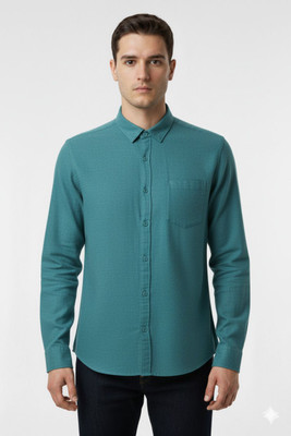 The Candid Company Men Solid Casual Blue Shirt