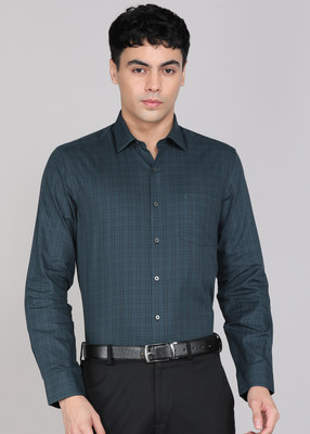 ARROW Men Checkered Formal Green Shirt