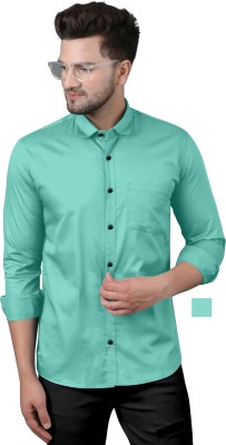 Zimli Men Solid Casual Green Shirt