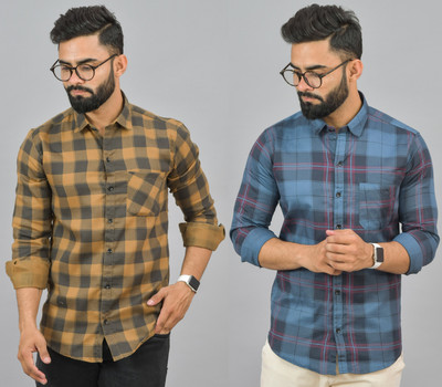 Hems trends Men Checkered Formal Multicolor Shirt(Pack of 2)