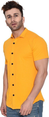 Blisstone Men Solid Casual Yellow Shirt
