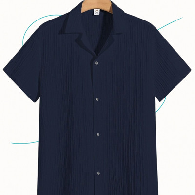 A DEEMOON Men Solid Formal Gold Shirt