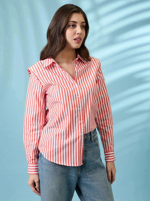 Globus Women Striped Casual Red Shirt