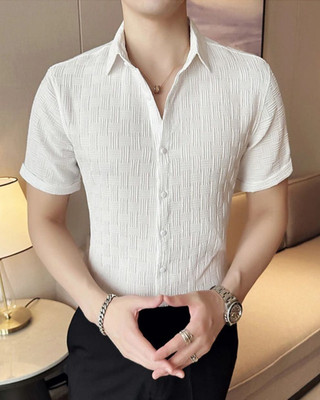Hityyani Men Solid Formal White Shirt