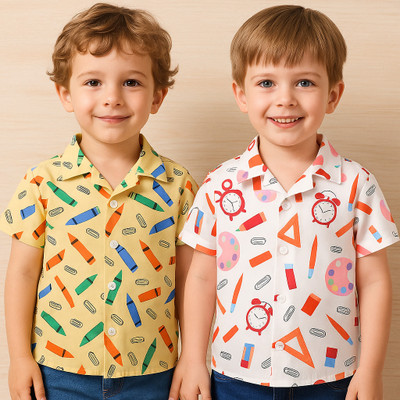 SVHFashion Boys Printed Casual Multicolor Shirt(Pack of 2)