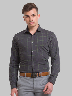 PARK AVENUE Men Checkered Casual Black Shirt