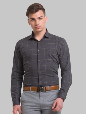 PARK AVENUE Men Checkered Formal Black Shirt