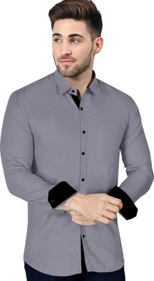 JAGRUTIFASHOIN Men Solid Casual Grey Shirt