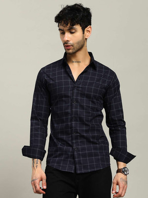 Sam Unique Man Men Checkered Casual Blue Shirt