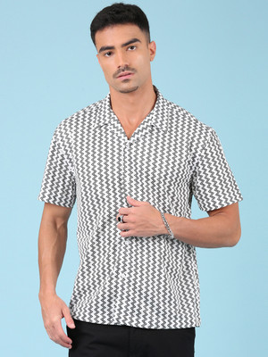 METRONAUT Men Printed Casual Black, White Shirt