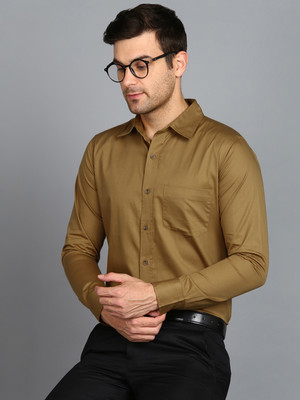 Znx Clothing Men Solid Formal Brown Shirt