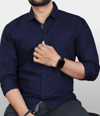 MOXTE Men Solid Casual Blue Shirt