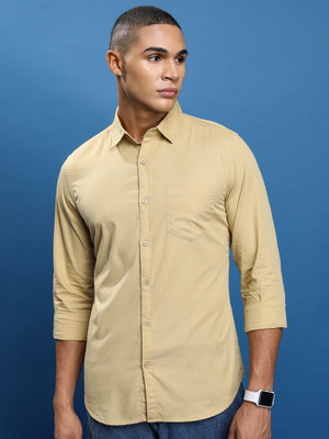 HIGHLANDER Men Solid Casual Beige Shirt