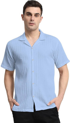 Nita creation Men Solid Casual Light Blue Shirt