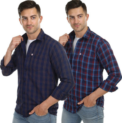 VK WINTER WEAR Men Striped Casual Multicolor Shirt(Pack of 2)
