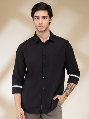 BEING HUMAN Men Solid Casual Black Shirt