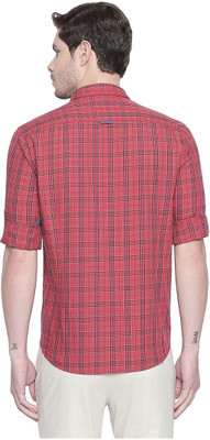 BASICS Men Checkered Casual Red Shirt