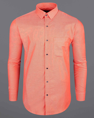french crown Men Solid Casual Orange Shirt