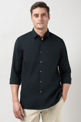 PETER ENGLAND Men Self Design Formal Black Shirt