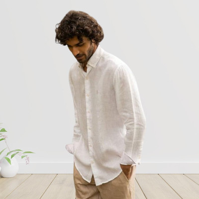 trendfeverstore Men Solid Casual White Shirt