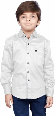 SKY PEARL Boys Solid Casual White Shirt