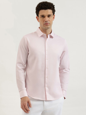 United Colors of Benetton Men Solid Formal Pink Shirt