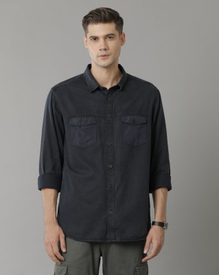 VOI JEANS Men Solid Casual Blue Shirt