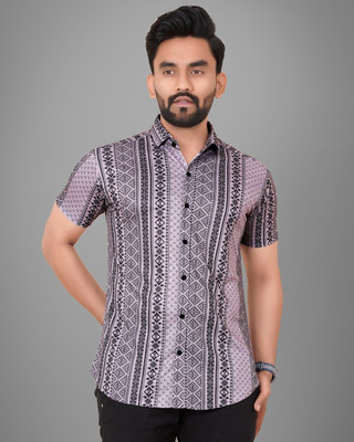 METRONAUT Men Printed Casual Purple, Black Shirt