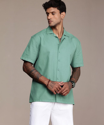 Roadster Men Self Design Casual Green Shirt