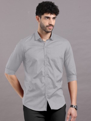 FABFARM Men Self Design Casual Silver Shirt
