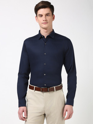 PETER ENGLAND Men Solid Formal Dark Blue Shirt