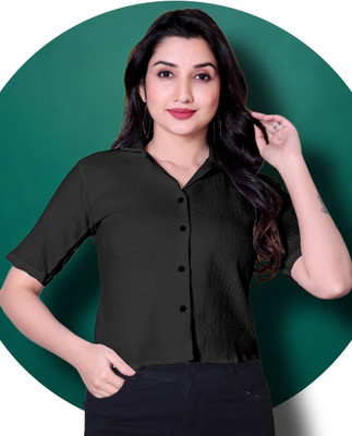 Helken Women Printed Casual Black Shirt