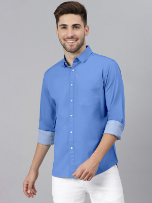 SAADIWALA Men Solid Formal Light Blue Shirt
