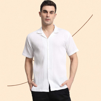 A Vebnor Men Self Design Casual White Shirt