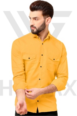 HG TAX Men Solid Casual Yellow Shirt